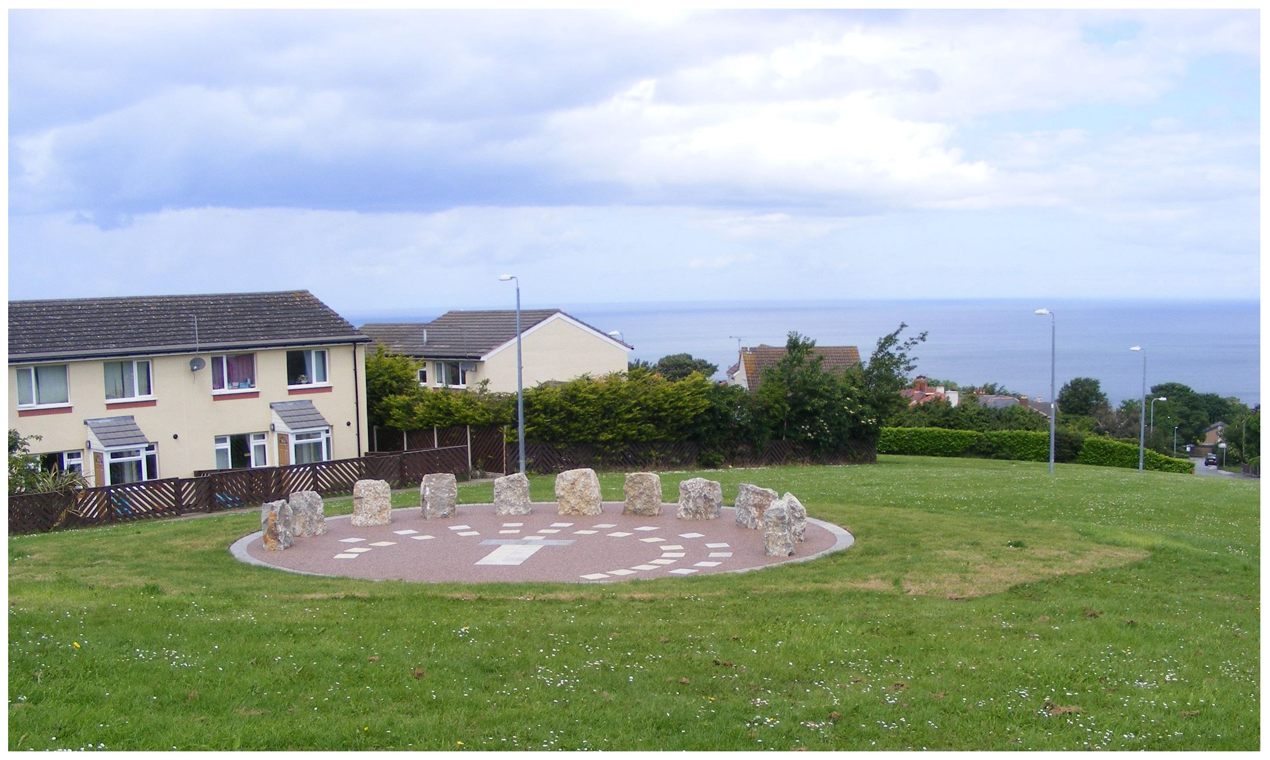 Human sundial at Peulwys estate with beautiful views over the sea